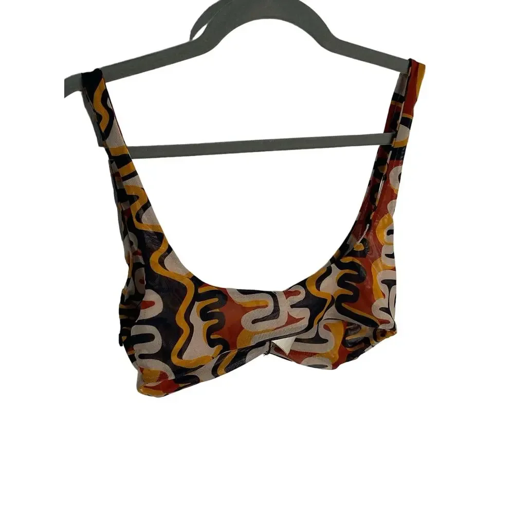 Gonza Twist Front Swim Bikini Top Semi-Sheer Swimwear Abstract Pattern Deia Sz S - Picture 7 of 10